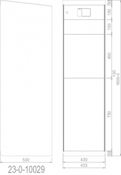 RENZ eQUBO elektronischer Paketkasten mit 3 Paketfächern Schrägdach 23010029 - schematische Darstellung